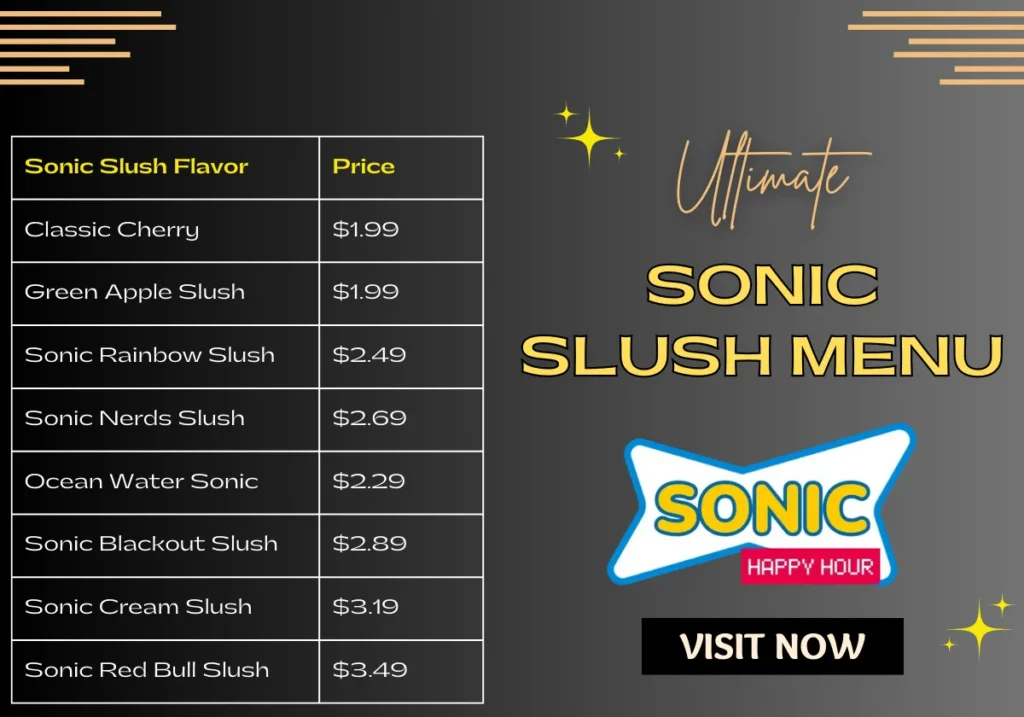 Sonic Slush Menu